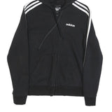 ADIDAS Womens Black Full Zip Hoodie S Cotton Blend Casual Sportswear