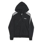 ADIDAS Womens Black Full Zip Hoodie S Cotton Blend Casual Sportswear