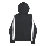 ADIDAS Womens Black Full Zip Hoodie S Cotton Blend Casual Sportswear