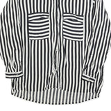 ZARA BASIC Womens Black & White Striped Shirt Long Sleeve Collared L Button Up