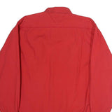 TOMMY HILFIGER Mens Red Sailing Crest Shirt M Classic Cotton Long Sleeve