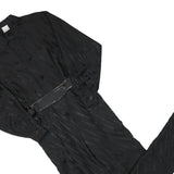 Womens Black Plain Playsuit S Collar Long Sleeve Zip Polyester Blend