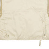 Mens Beige & Cream Cotton Blend Zip Jacket L Multi Pocket Outdoor Utility Vest