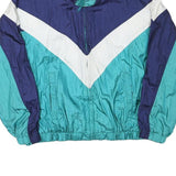 CHARTER CLUB Womens Blue & Green Zip Jacket M Polyester Blend Colourblock Retro
