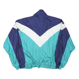 CHARTER CLUB Womens Blue & Green Zip Jacket M Polyester Blend Colourblock Retro