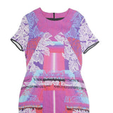 PETER PILOTTO Womens Purple Floral Bodycon Cotton Blend Short Sleeve Knee Length