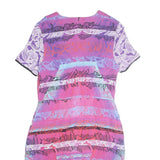 PETER PILOTTO Womens Purple Floral Bodycon Cotton Blend Short Sleeve Knee Length
