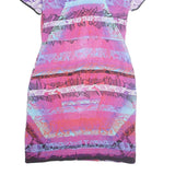 PETER PILOTTO Womens Purple Floral Bodycon Cotton Blend Short Sleeve Knee Length