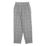 AMILLE Womens Wool Check Regular Leg Trousers W25 L26 Classic Pattern Zip