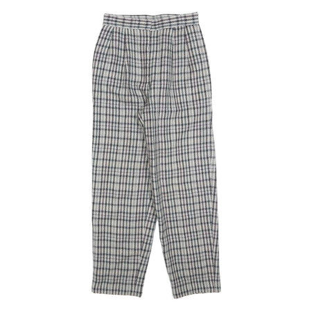 AMILLE Womens Wool Check Regular Leg Trousers W25 L26 Classic Pattern Zip