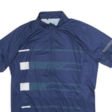 SHIMANO Mens Blue Graphic T-Shirt L Short Sleeve Stand Collar Cycling Jersey