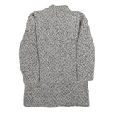 Womens Grey Wool Blend Button Jacket M Herringbone Classic Tailored