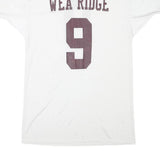RUSSELL ATHLETIC Mens White Wea Ridge Number 9 Graphic T-Shirt L V-Neck Short