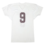 RUSSELL ATHLETIC Mens White Wea Ridge Number 9 Graphic T-Shirt L V-Neck Short