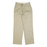 DICKIES Mens Regular Beige Cotton Blend Trousers W33 L32 Zip Closure Straight