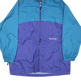 COLUMBIA Mens Blue & Purple Outdoor Jacket L Nylon Zip Hooded Plain Lightweight