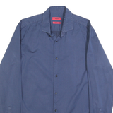 HUGO Mens Blue Cotton Shirt S Smart Casual Long Sleeve Button Collar