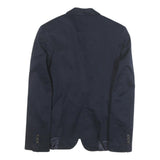 ZARA BASIC Womens Navy Blue Casual Jacket M Cotton Blend Button Plain Tailored