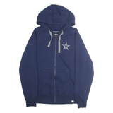 FANATIC Mens Navy Blue Cotton Blend Full Zip Hoodie L Star Logo Dallas