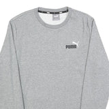 PUMA Mens Grey S Cotton Blend Crew Neck Sweatshirt Logo Casual Pullover