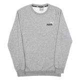 PUMA Mens Grey S Cotton Blend Crew Neck Sweatshirt Logo Casual Pullover