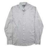 BOSS HUGO BOSS Mens Grey Cotton Shirt M Formal Long Sleeve Button Collar