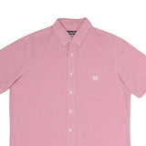 CHAPS Mens Pink Short Sleeve Shirt L Cotton Blend Button Down Pocket Casual