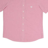 CHAPS Mens Pink Short Sleeve Shirt L Cotton Blend Button Down Pocket Casual