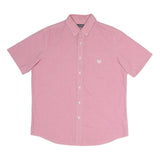 CHAPS Mens Pink Short Sleeve Shirt L Cotton Blend Button Down Pocket Casual