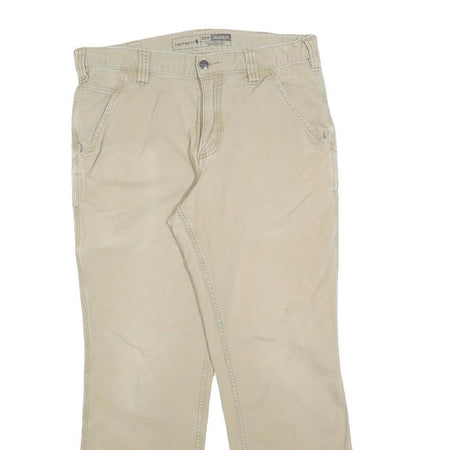 CARHARTT Mens Relaxed Fit Beige Cotton Blend Workwear Trousers W33 L30 Durable