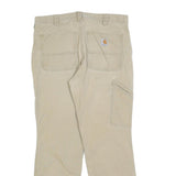 CARHARTT Mens Relaxed Fit Beige Cotton Blend Workwear Trousers W33 L30 Durable