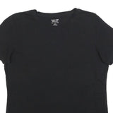 CALVIN KLEIN Womens Black Cotton Blend T-Shirt L Short Sleeve Crew Neck Plain