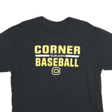 Mens Black Cotton Blend Graphic T-Shirt XL Short Sleeve Crew Neck Baseball Print