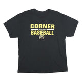 Mens Black Cotton Blend Graphic T-Shirt XL Short Sleeve Crew Neck Baseball Print