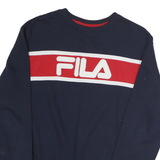 FILA Mens Blue & Red Crew Neck M Sweatshirt Cotton Pullover Sports Logo
