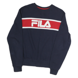 FILA Mens Blue & Red Crew Neck M Sweatshirt Cotton Pullover Sports Logo