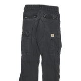 CARHARTT Mens Black Regular Fit Straight Cargo Trousers W28 L32 Workwear Zip