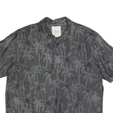 TASSO ELLA ISLAND Mens Black Silk Blend Shirt L Palm Tree Print Summer