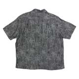 TASSO ELLA ISLAND Mens Black Silk Blend Shirt L Palm Tree Print Summer