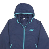 NEW BALANCE Mens Blue & Aqua Zip Hooded Jacket M Polyester Plain Sports Casual
