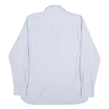 TOMMY HILFIGER Mens Blue & White Striped Cotton Shirt L Classic Fit Casual Long