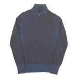 PATAGONIA Womens Grey & Blue Plain Wool Pullover Jumper Half Zip M Comfortable