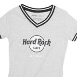 HARD ROCK CAFE Womens Grey & Black Graphic T-Shirt XS Short Sleeve V-Neck Casual