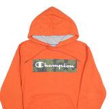 CHAMPION Mens Orange Hoodie S Camouflage Logo Cotton Blend Pullover