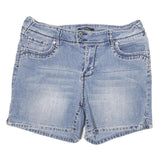 ROZ AND ALI Womens Shorts Blue Casual L W30 Embroidered Pocket Detail