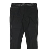 ALL SAINTS Womens Black Polyester Blend Slim Trousers W30 L28 Leather Trim Zip