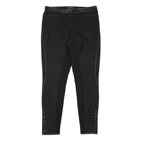ALL SAINTS Womens Black Polyester Blend Slim Trousers W30 L28 Leather Trim Zip