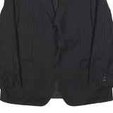 PIATTELLI Mens Black XL Wool Pinstripe Blazer Jacket Button Closure