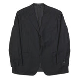 PIATTELLI Mens Black XL Wool Pinstripe Blazer Jacket Button Closure