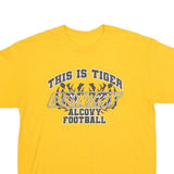 Mens Yellow Graphic T-Shirt L Short Sleeve Crew Neck Tiger Football Country